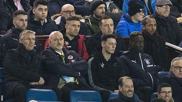 Hull City manager Nigel Adkins watches Rangers against Aberdeen