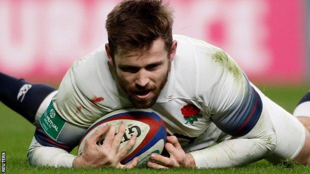 England winger Elliot Daly scores against Samoa