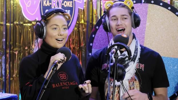 Strictly stars AJ and Saffron Barker joined him for a sing song