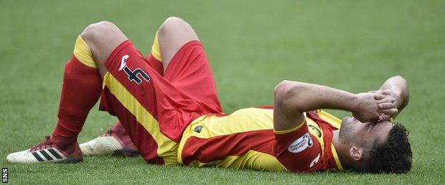 Bailly Cargill is dejected after Partick Thistle suffer relegation