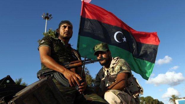 Libyan troops during a demonstration calling on the international community to arm the Libyan army