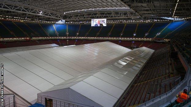 The Principality Stadium has been turned into a field hospital