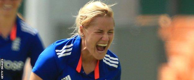 Katherine Brunt celebrates