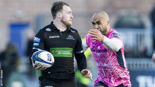 Stuart Hogg in action for Glasgow Warriors against Exeter Chiefs