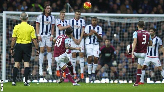 Mauro Zarate's goal was the eighth direct free-kick scored in the Premier League this season