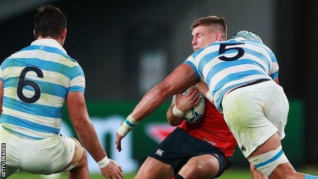 Argentina lock Tomas Lavanini sent off for dangerous tackle on Owen Farrell