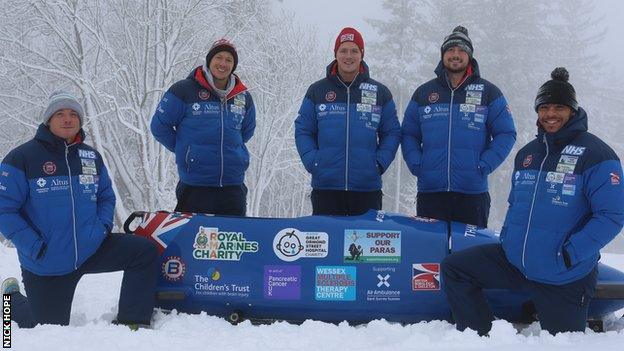 Olympian Bradley Hall's team and their sled paying tribute to NHS staff