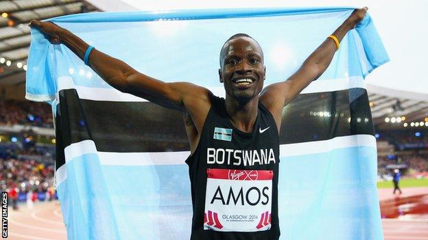 Nijel Amos celebrates Commonwealth gold