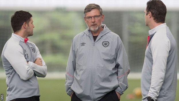 Hearts manager Craig Levein (centre)