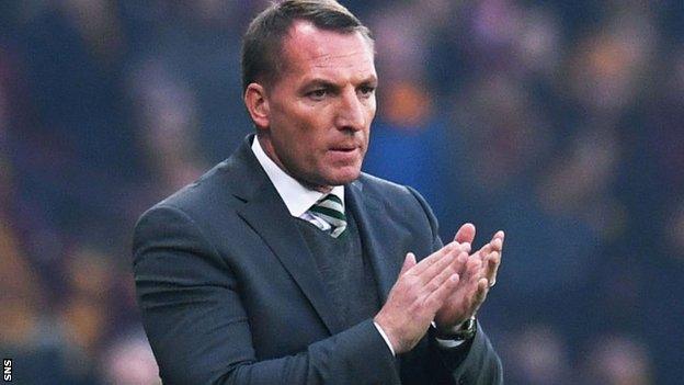 Brendan Rodgers encourages his side during their Scottish League Cup final win over Motherwell