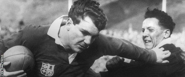 Tony O'Reilly in action for the 1959 British and Irish Lions