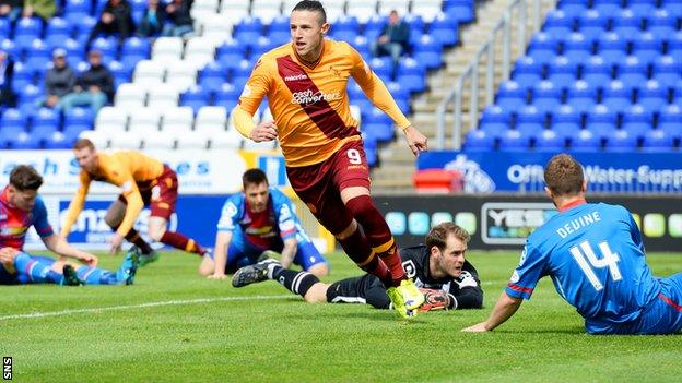 Motherwell's Wes Fletcher celebrates scoring