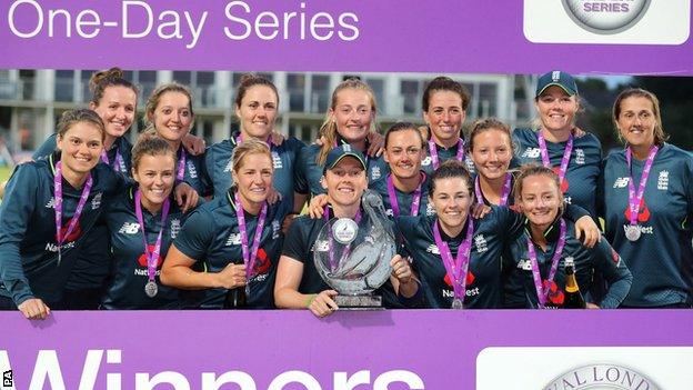 England with the one-day series trophy