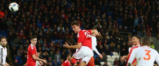 Emyr Huws scored his first goal for Wales