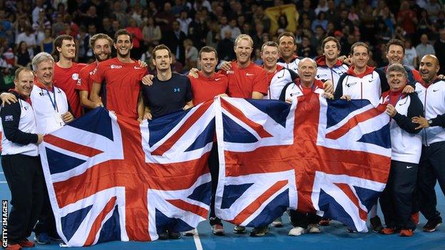 Britain celebrate winning Davis Cup tie