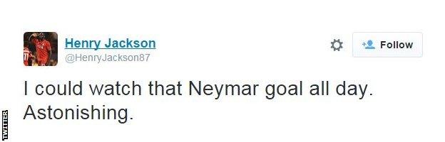 Twitter reaction to Neymar goal