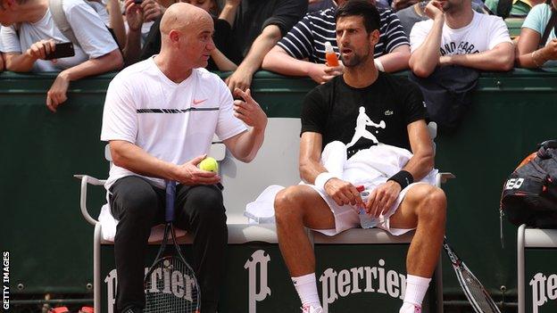 Novak Djokovic and Andre Agassi