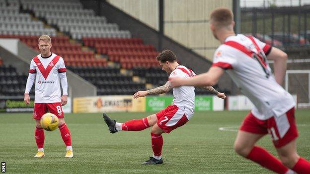 Rhys McCabe scoring for Airdrieonians