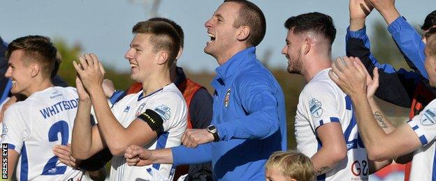 Coleraine took the derby honours with a 2-0 win away to Ballymena United