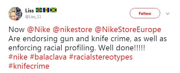 Tweet saying Nike was "endorsing gun crime"