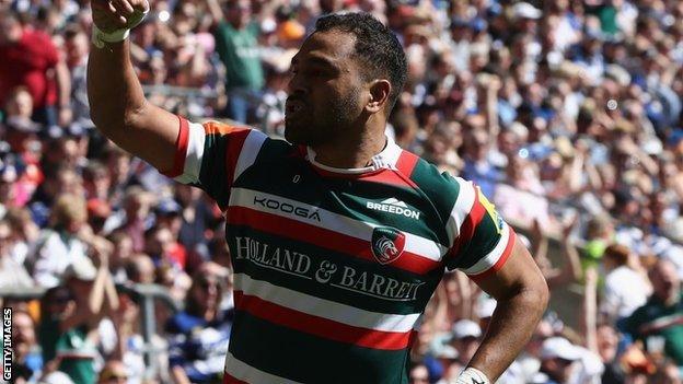 Leicester full-back Telusa Veainu went over for the Tigers' second try at Twickenham 'Clash' with Bath