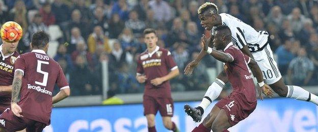 Paul Pogba scores for Juventus against Torino