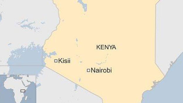 Map showing location of Kisii