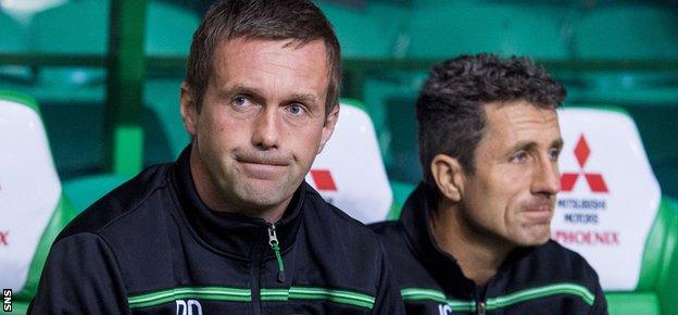 Celtic manager Ronny Deila (left) and his assistant John Collins