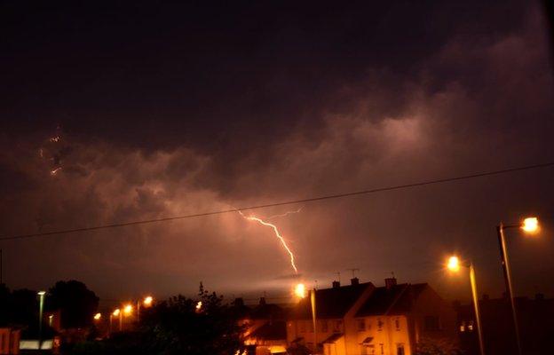 Storm in Barnard Castle at midnight