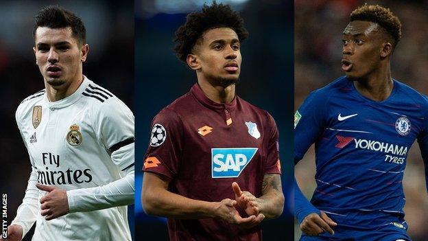 Brahim Diaz, Reiss Nelson and Callum Hudson-Odoi