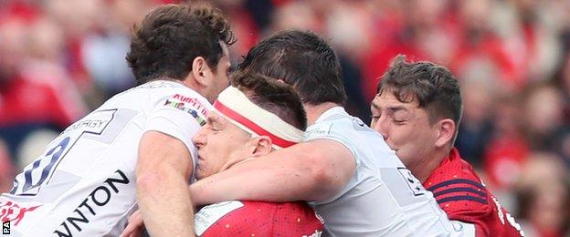 Cipriani's 29th-minute red card followed a high challenge on Munster centre Rory Scannell