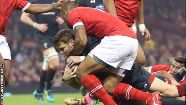 Fly-half Dan Biggar converted his own try against Tonga to go fourth on Wales' record points-scorers list