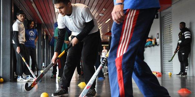 Some people taking part in the Special Olympics event at the Copper Box