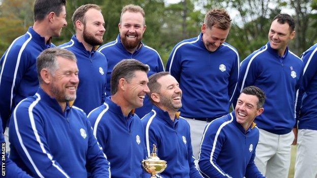 The European Ryder Cup team doing their publicity shots