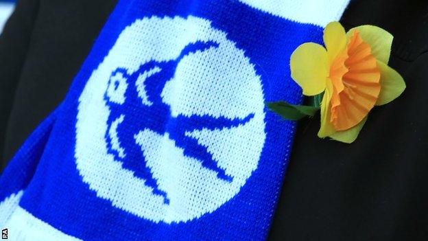 Some Cardiff fans wore daffodils to honour Sala