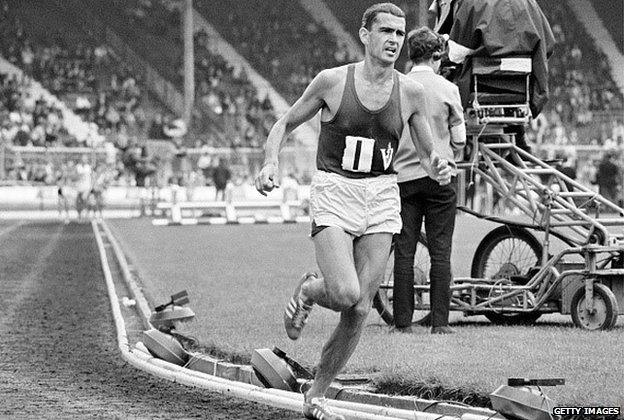 Ron Clarke of Australia in action during the 3 miles race at the Amateur Athletics Association Championships at the White City Stadium in London on 9th July, 1966.