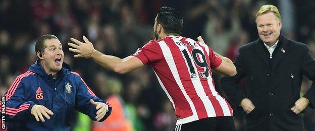 Graziano Pelle celebrated his goal by performing the haka with a member of the Saints backroom staff