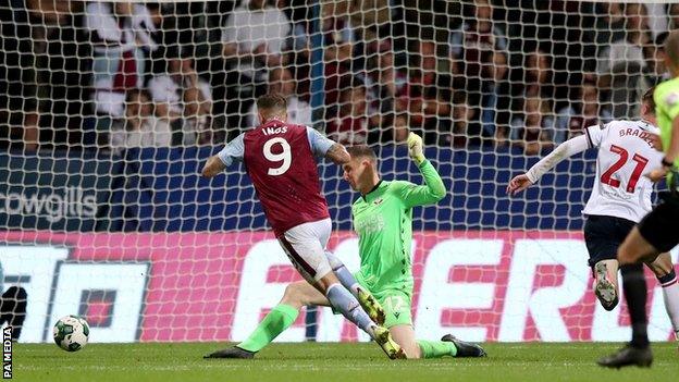 Danny Ings wins a penalty for Aston Villa