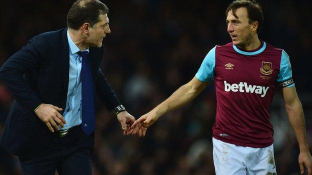 West Ham manager Slaven Bilic (left) and captain Mark Noble