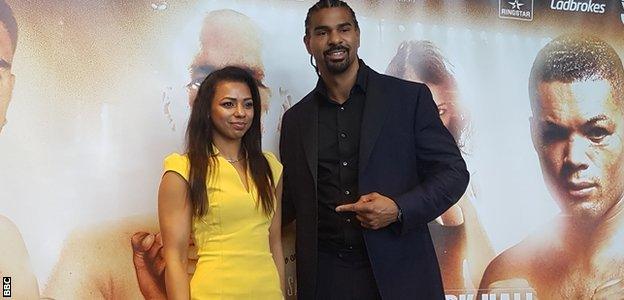 Former British kickboxing champion Ruqsana Begum and British heavyweight boxer David Haye