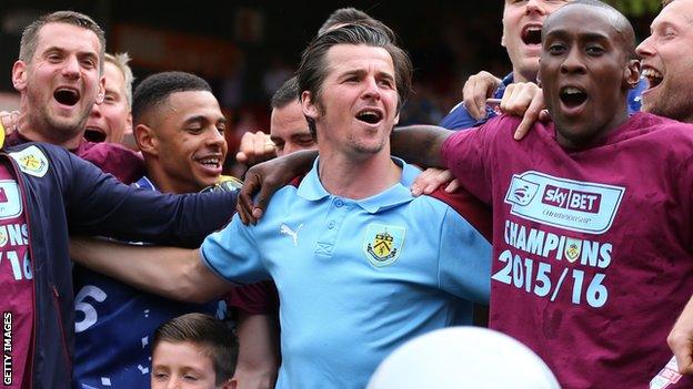 Joey Barton celebrates with Burnley