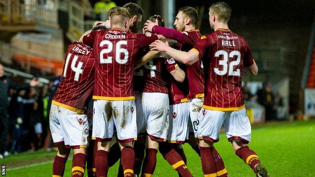 Motherwell players celebrate