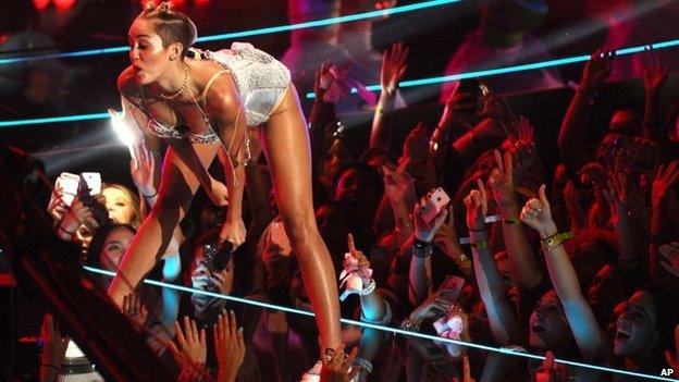 Miley Cyrus "twerking" at the MTV Video Music Awards in 2013