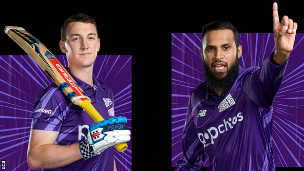 Northern Superchargers players Harry Brook (left) and Adil Rashid (right)