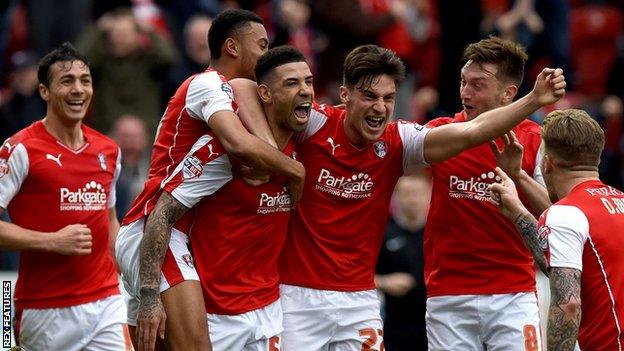 Rotherham players celebrate