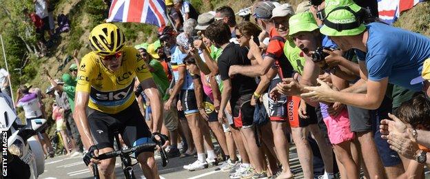 Chris Froome on his way to winning stage 10 of the 2015 Tour de France