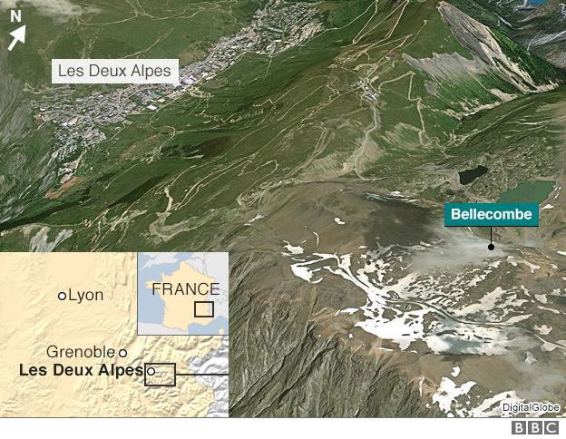 Map showing Les Deux Alpes