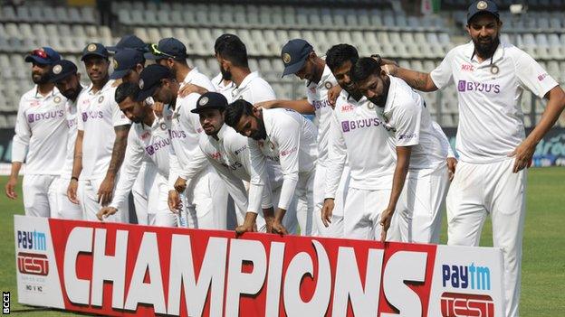 India celebrate after winning the Test series