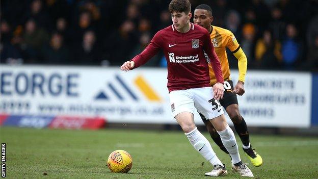 Scott Pollock makes his senor debut for Northampton Town