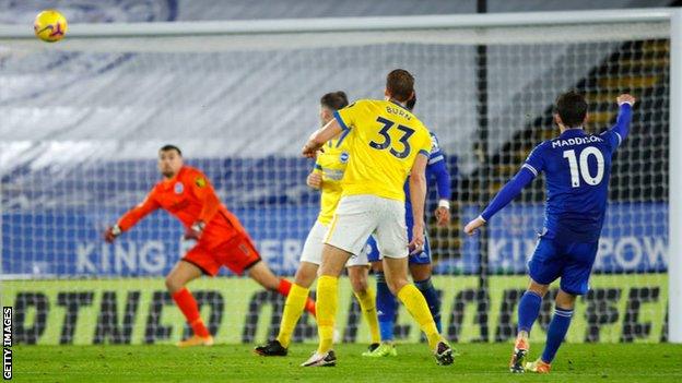 James Maddison scores his second against brighton